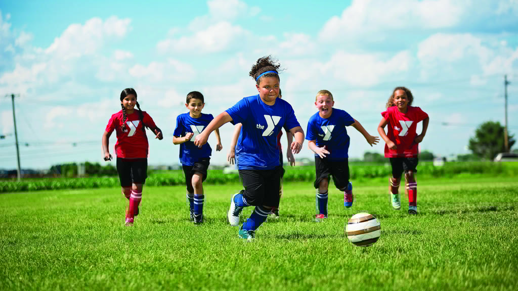 Children playing soccer