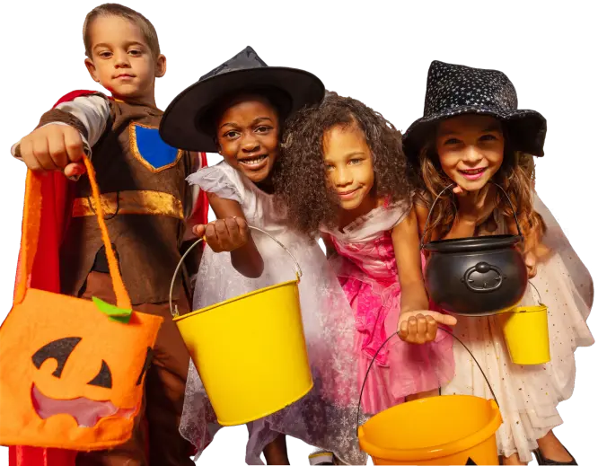 2026 Spooktacular savings image of children in Halloween costumes
